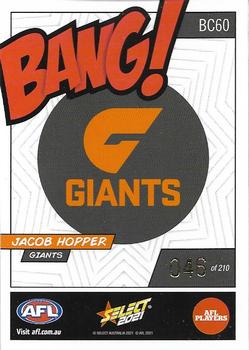 2021 Select AFL Footy Stars - Bang! #BC60 Jacob Hopper Back